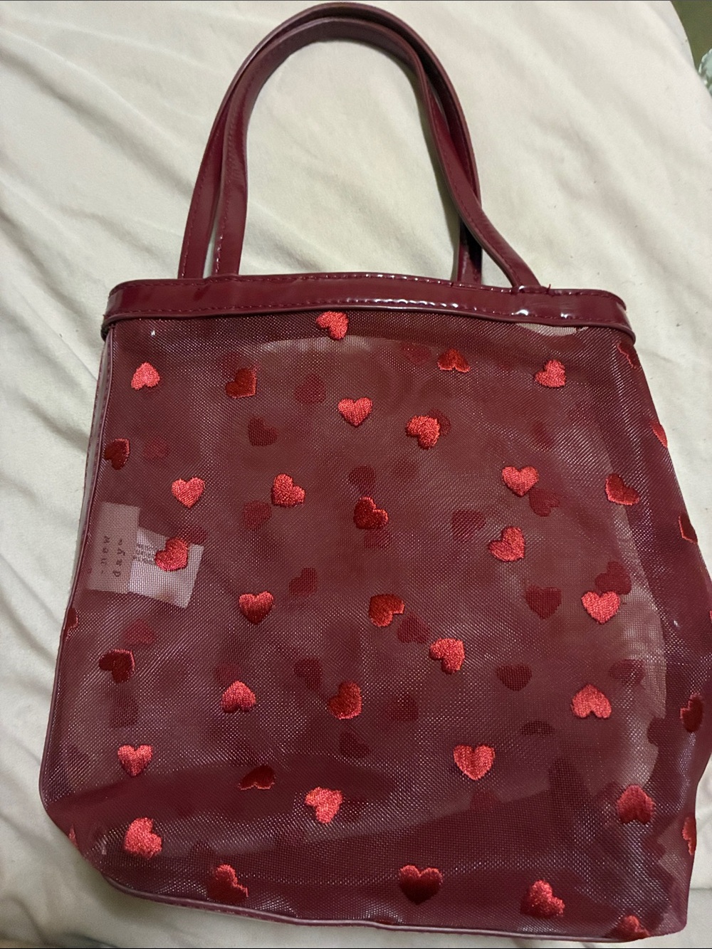 A new day - Red Heart-Embroidered Tote Bag - Women